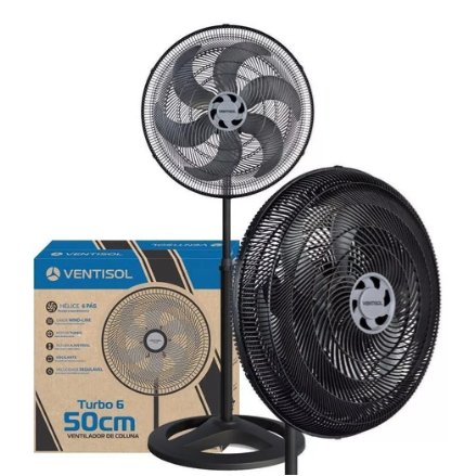 Ventilador Oscilante Coluna Turbo 6 Pás 50cm Preto - Ventisol - Lojas Nitrin